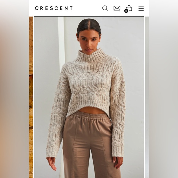 Lena Mock Neck Cropped Sweater by CRESCENT - Picture 1 of 13